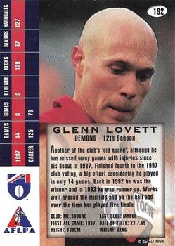 1998 Select AFL Signature Series #192 Glenn Lovett Back